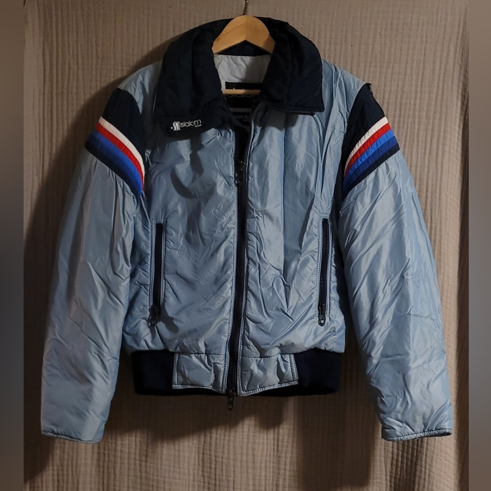 Slalom Vintage USA Goose Down Ski Parka 80s Retro Bomber Size Medium